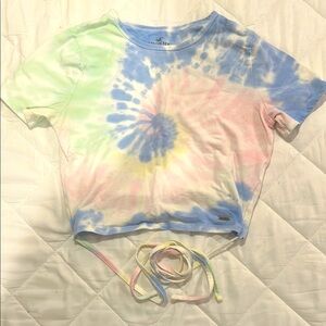 Hollister Pastel Tie-Dye Baby Tee Crop Top, size M